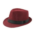 thumbnail image 2 of harmtty Unisex Elegant Braided Wide Brim UV Protection Panama Hat Fashion Accessories,Wine Red, 2 of 8