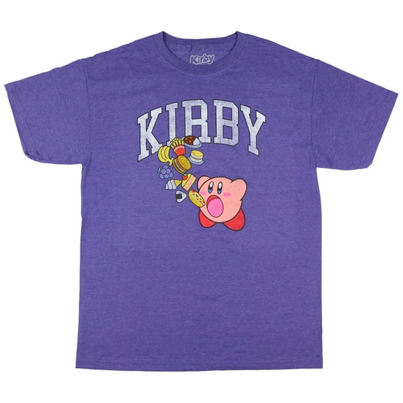 Kirby T-Shirt Snack Time Distressed Character Print Design Adult Tee