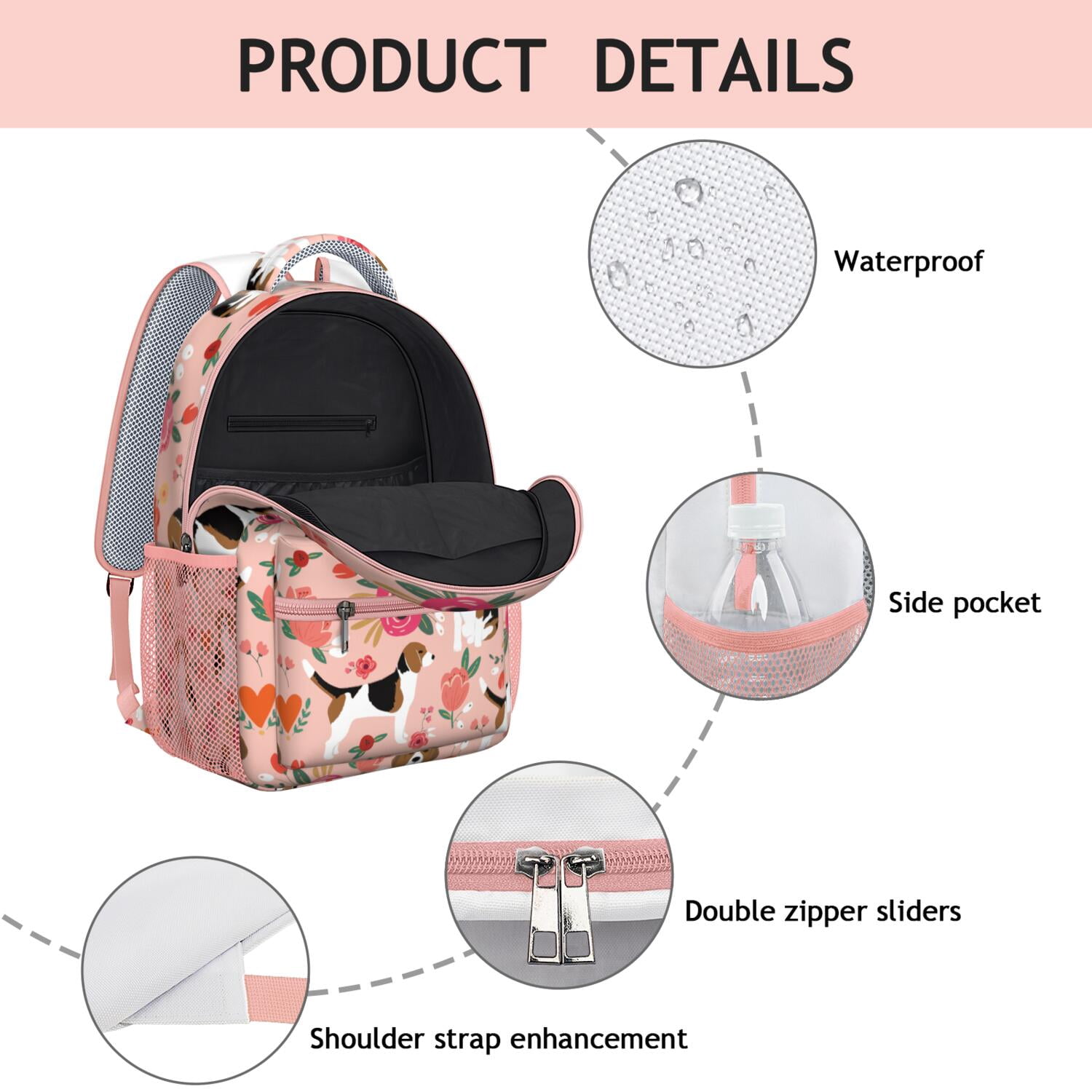 Adorable Pet-Themed Backpack - Padded Straps & Ergonomic Design for Teens
