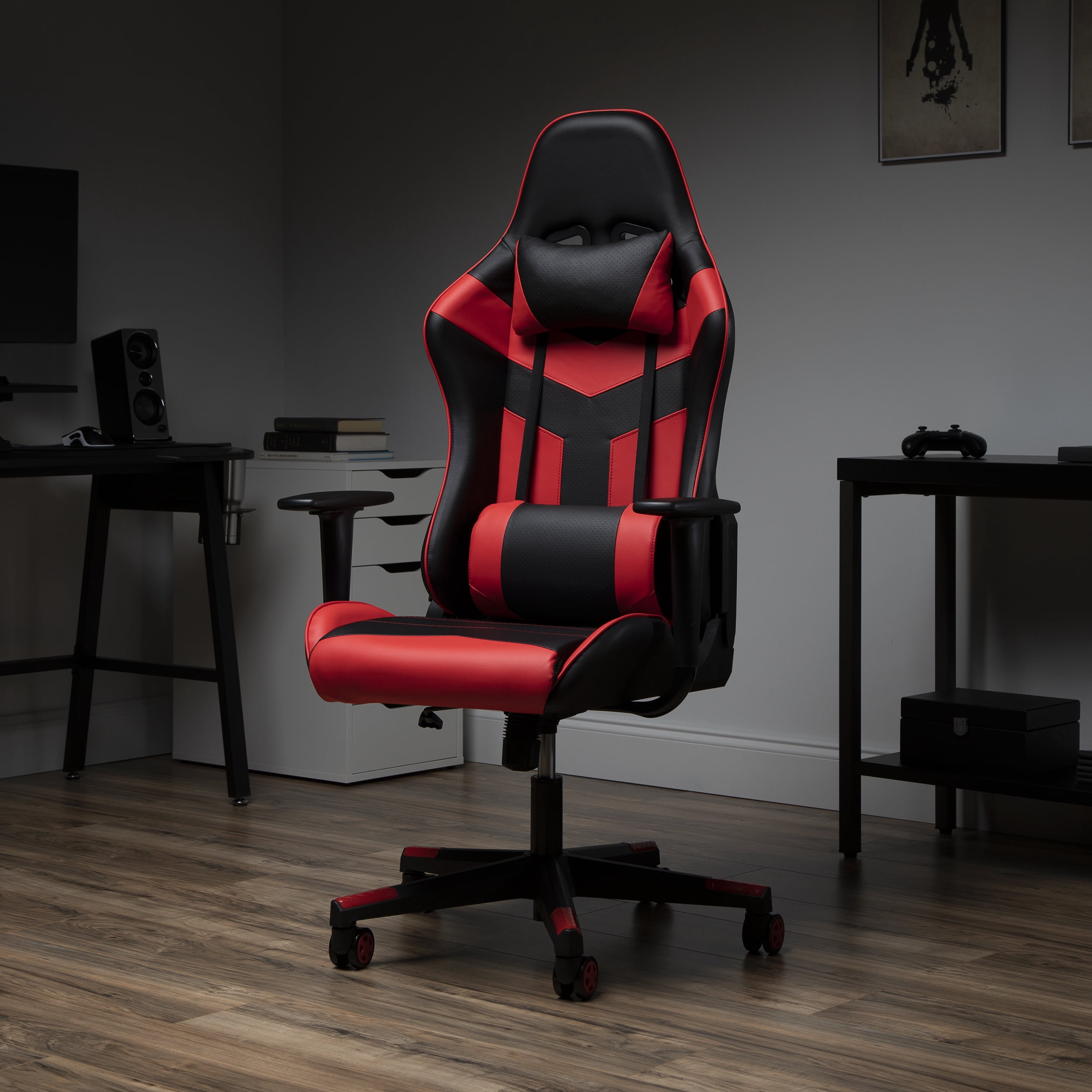 OFM Essentials Collection High Back PU Leather Gaming Chair, in Red (ESS-6075-RED)