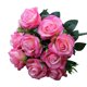 thumbnail image 3 of Ramo de flores de rosas artificiales boda nupcial tela de seda ramo de rosas falsas, rosa oscuro 11 cabezas Advancent HA6516-02B, 3 of 6