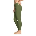 thumbnail image 3 of Hunter Green Color Leggings Women Poly-Span Solid Color Print Green Leggings 10, 3 of 8