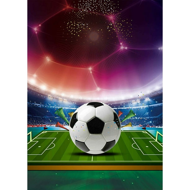 Une illustration d'un ballon de football sur le terrain dans le stade  Plaque en
