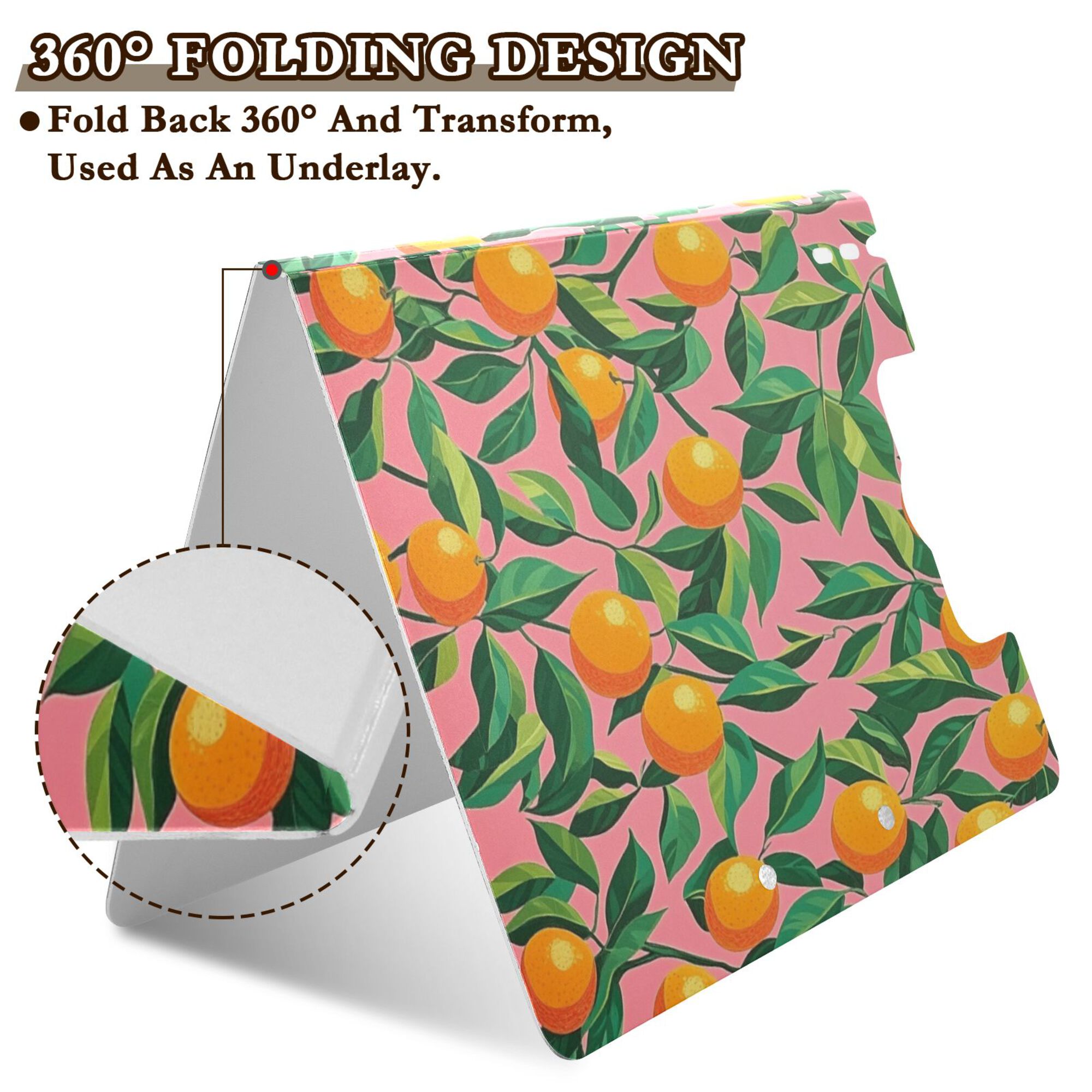 FORMRS A4 Clipboard Folder with Pen Holder Horizontal Foldable School Office Binder, Pink Oranges