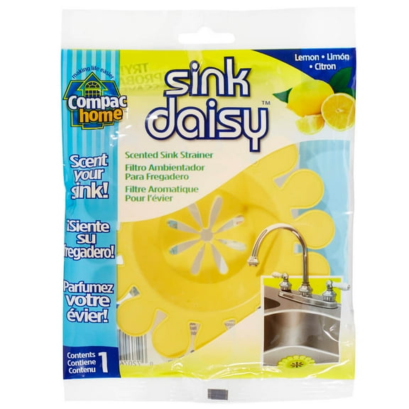 Compac Home Sink Daisy Scented Kitchen Sink Strainer, Freshens Sink with Clean Scents, Protects Disposals, Lemon 1 Count