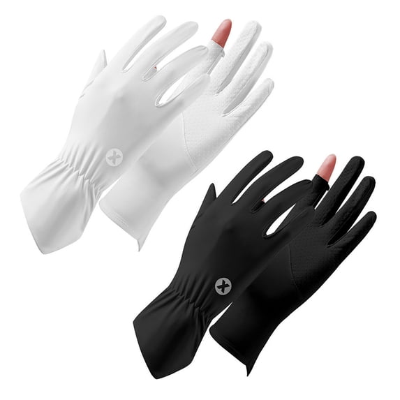 2 pairs sunscreen gloves women's summer outdoor cycling gloves can be fingerless non-slip beam mouth design