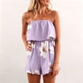 thumbnail image 3 of Shadoumai Bohemian Floral Print Off Shoulder Jumpsuit For Summer Casual Fashion Romper With Ruffle, 3 of 7