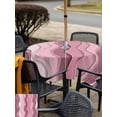 thumbnail image 6 of Square Outdoor Tablecloth with Umbrella Hole Pink Ombre Outside Table Cloth Waterproof Patio Table Cover Abstract Art Moire Ocean Waves Zipper Tablecloths for Picnic Party Camping 60x60 Inch, 6 of 8