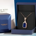 thumbnail image 4 of Gem Stone King 10.60 Ct Octagon Blue Created Sapphire 18K Rose Gold Plated Silver Pendant, 4 of 4
