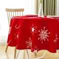thumbnail image 1 of Christmas Decorations Table Cloth Round 60 Inch Red White Tablecloth - Snowflake Printed Waterproof Tablecloth Decorative for Holiday Party Dinner, 1 of 6