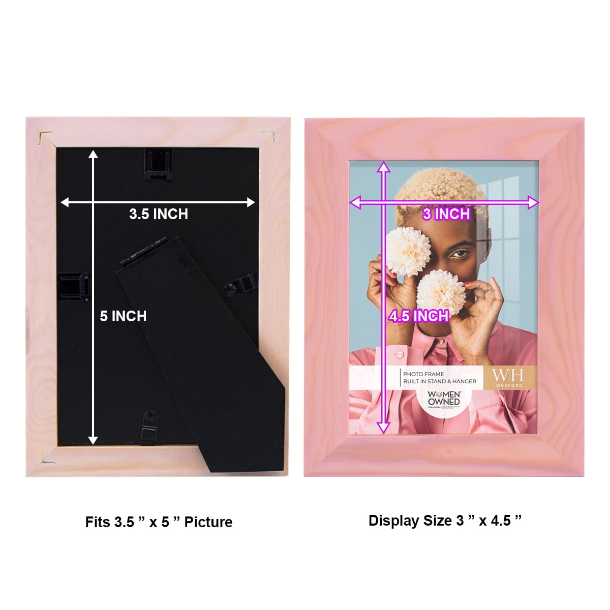 Woodgrain 3.5 in. x 5 in. Sunset Pink Picture Frame