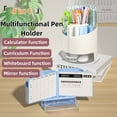thumbnail image 3 of Graflsoa 6-Section Multifunctional Desk Organizer with Whiteboard, Mirror, and Phone Stand - Includes Erasable Markers, Cleaning Cloth, and Decorative Stickers (White), 3 of 6