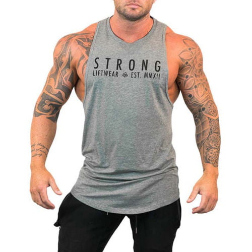 Men Tank Top Sleeveless Bodybuilding Shirt Letter Printing Tee Singlet Fitness Sport Vest 