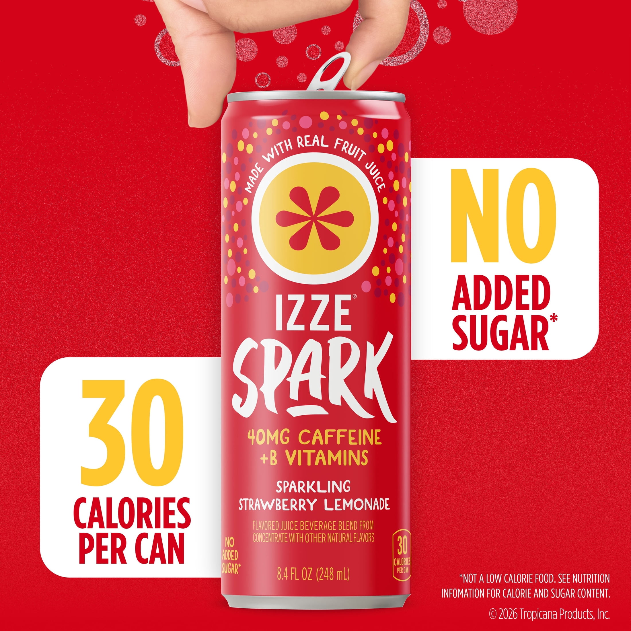 IZZE Spark Strawberry Lemonade with Caffeine, 8.4 fl oz can