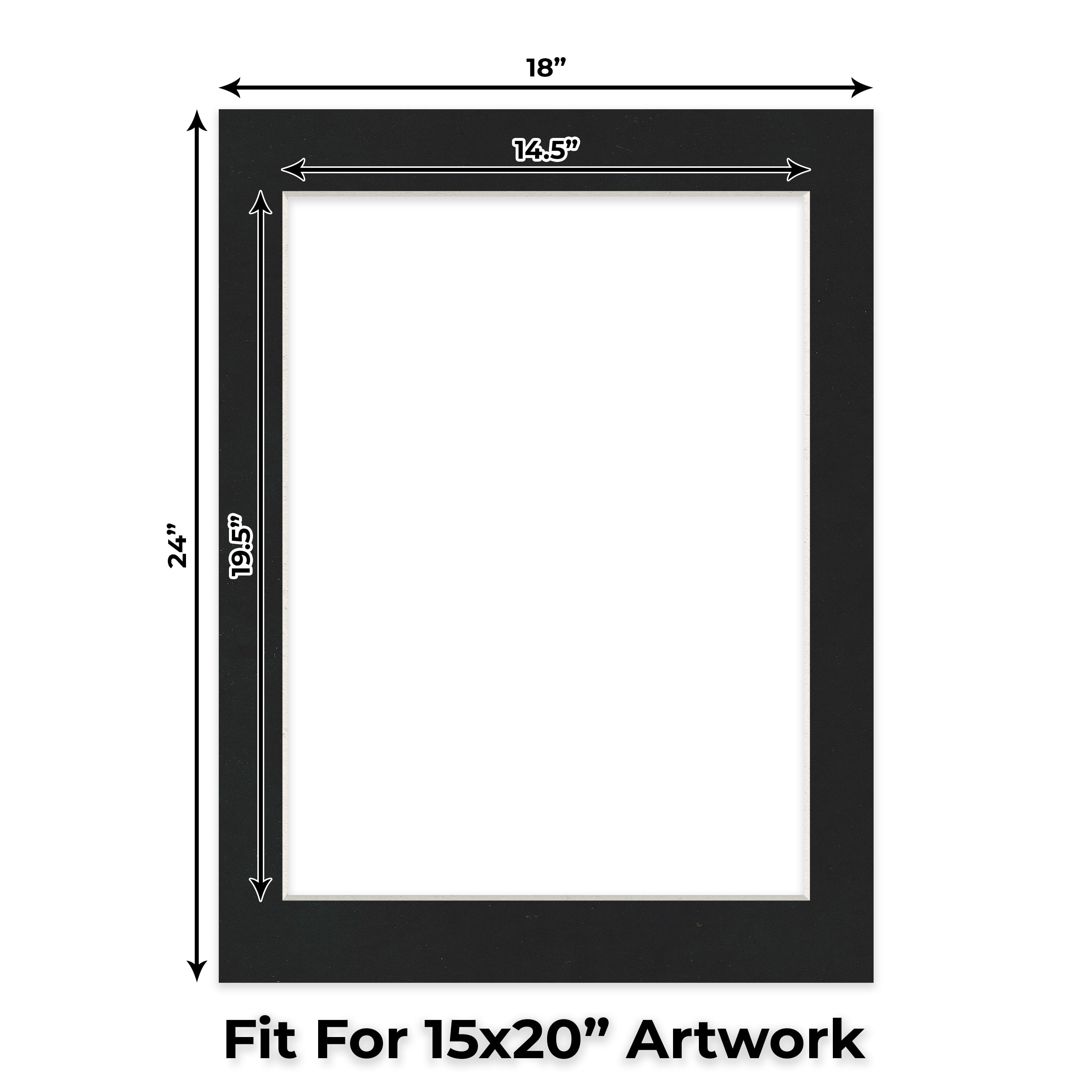 Black Suede Picture Frame Mat for 18x24 Frames - Fits 15x20 Photos - 10 Mats
