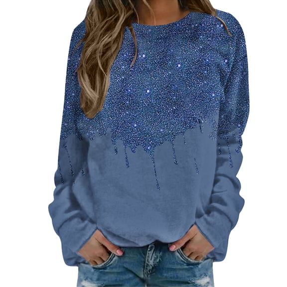 Sweaters For Women Star Print Hatless Sweatshirt Long Sleeve Fashion Top Loose Pullover Side Splits For Holiday Vacation L Womens Sweaters