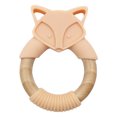 thumbnail image 1 of Mordedor de silicona para bebés, juguetes de animales de zorro, juguetes de anillos de madera (rosa melocotón) Likrtyny juguetes de los niños, 1 of 7
