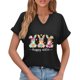 thumbnail image 5 of Corto para las Mujeres Casual Verano 2025 Pascua Impresión V-Cuello Camiseta, Ligero 95% Poliéster 5% Spandex Top para Toda la Temporada Hogar Y Diario, 5 of 7