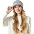 thumbnail image 2 of Womens Winter Hat Warm Knit Hat Slouchy Beanie Cap with Brim, Fleece Lined Ear Protection Beret Hat Newsboy Cap, Winter Gifts Outdoor Daily Adjustable 21.7 - 23.6 Inch, 2 of 7