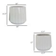 thumbnail image 5 of Benjara BM331043 Fusie Planter - Round - Ceramic - Vertical Faceted, White - Set of 2, 5 of 5