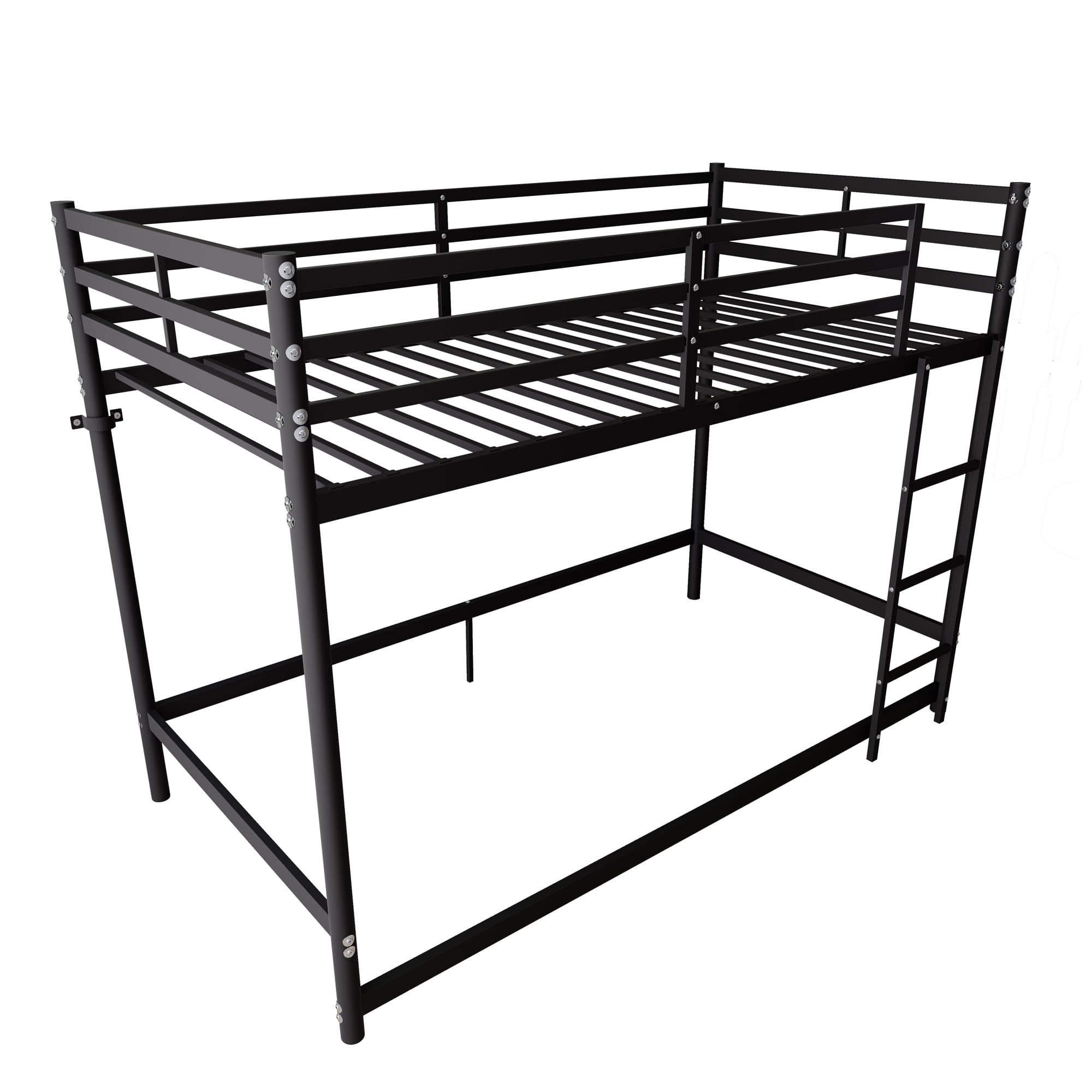 Mintazer Twin Over Twin Metal Bunk Bed with Ladder and Guardrails for Bedroom, Black