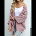 thumbnail image 4 of Chaqueta de Punto Extragrande de Larga con Abertura Frontal y Bolsillos para Mujer, Estilo 2025 Rosa XXL, 4 of 8