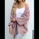 thumbnail image 4 of Chaqueta de Punto Extragrande de Larga con Abertura Frontal y Bolsillos para Mujer, Estilo 2025 Rosa XXL, 4 of 8