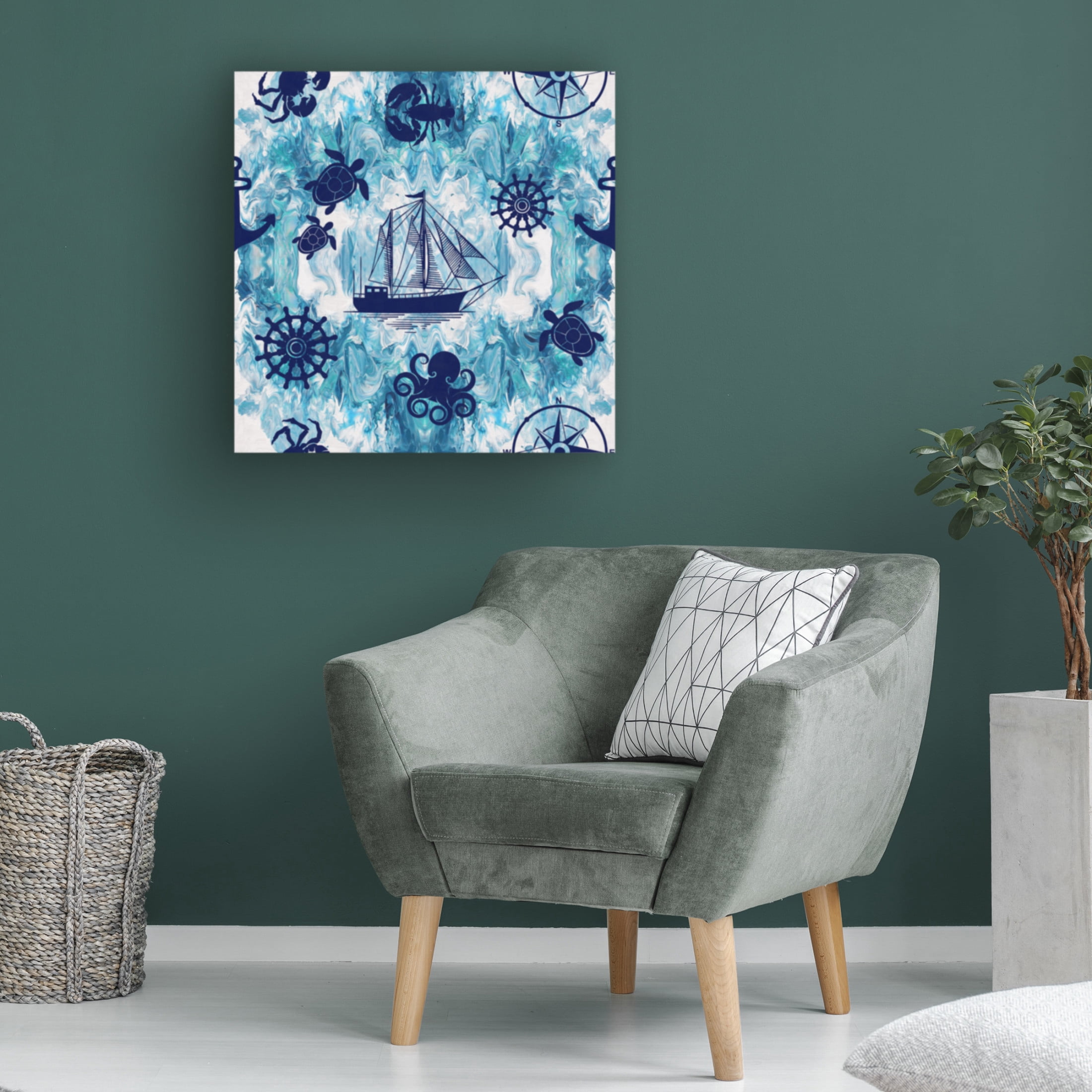 Canvas Wall Art - Jean Plout 'Abstract Ocean J' Wall Art for Living Room, Bedroom, or Office Décor by Trademark Fine Art - 24 x 24 Inches