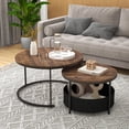 thumbnail image 2 of Gymax Nesting Coffee Table Set of 2 w/Removable Fabric Basket Metal Frame for Home, 2 of 10