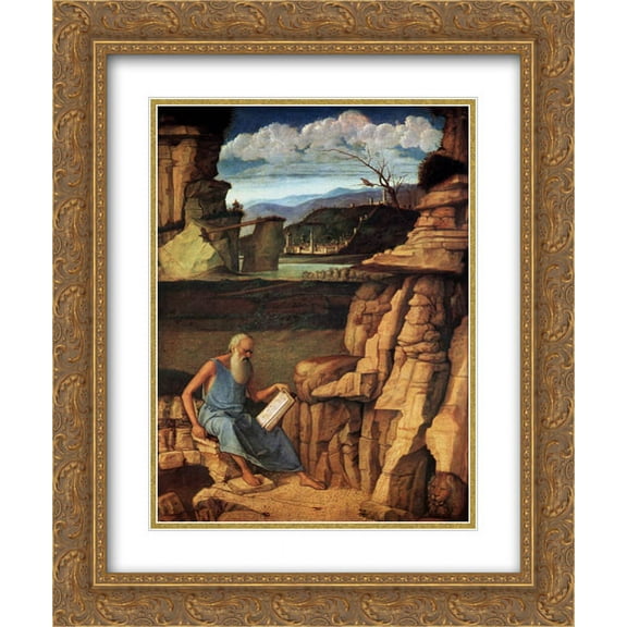 Giovanni Bellini 2x Matted 20x24 Gold Ornate Framed Art Print 'St Jerome Reading in the Countryside'
