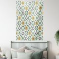 thumbnail image 4 of Quatrefoil Tapestry, Lotus Figures Floral Shapes Moroccan Tile Pattern Eastern Inspired Retro Print, Wall Hanging for Bedroom Living Room Dorm Decor, 60W X 80L Inches, Green White, by Ambesonne, 4 of 5