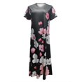 thumbnail image 2 of Dresses for Women Ladies Loose Casual Floral Ink Print Slit Short Sleeves Long Spring Dress A M, 2 of 3