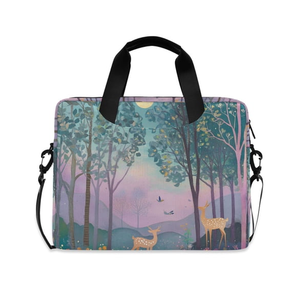 FORMRS 16" Laptop Bag Carrying Sleeve Case with Handle Travel Shoulder Briefcase, Purple Forest Scene