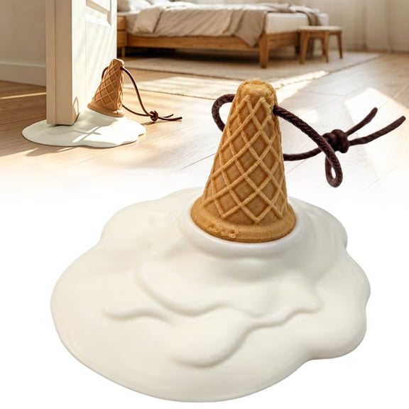 Ice Cream Shaped Door Stopper, Decorative Silicone Anti Slip Door Stop, Cute Melted Cone Door Holder, Weighted Floor Door Wedge for Bedroom, Bathroom, Home Interior Door Secure Decor Supplies