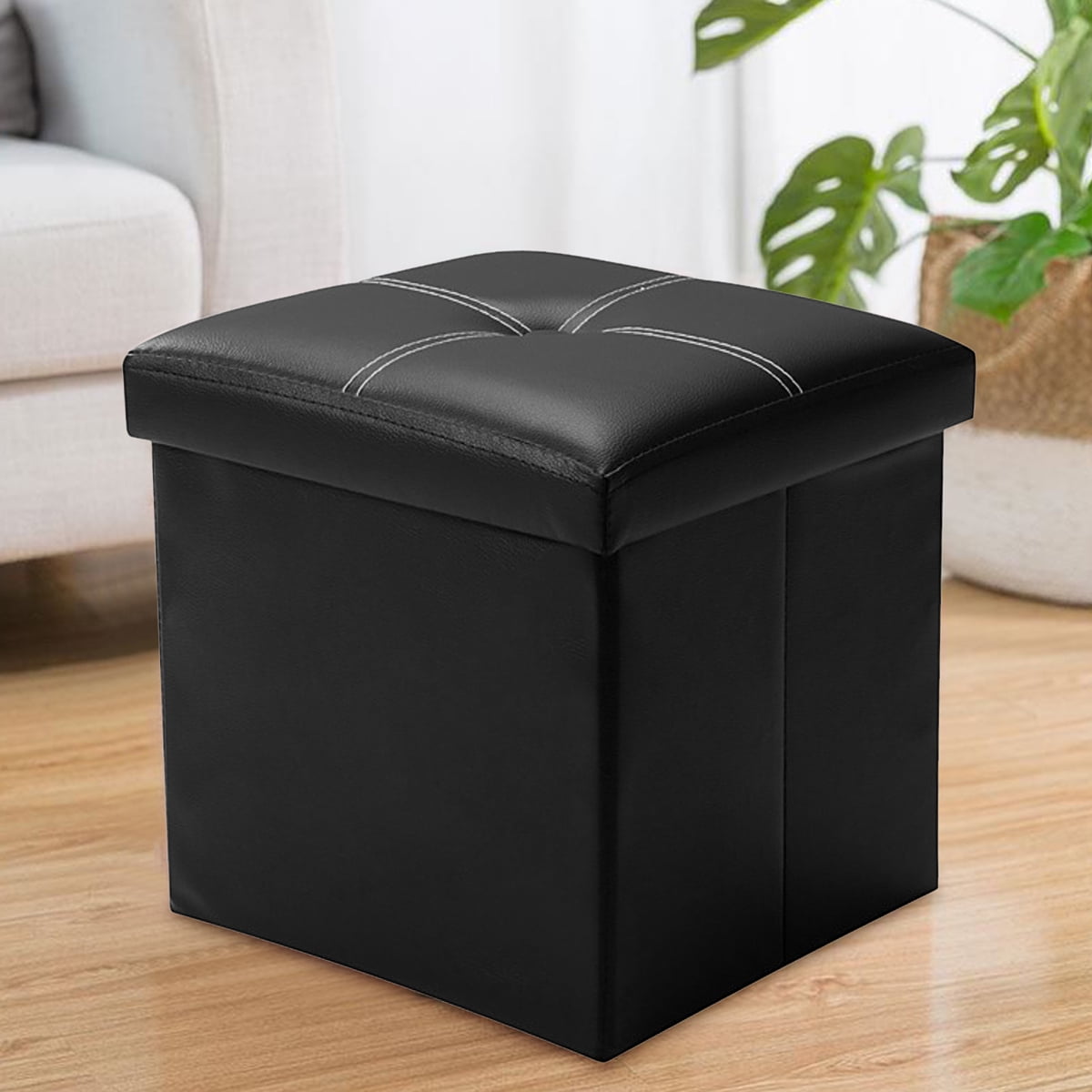 12'' Cube Ottoman Pouffe Storage Box Lounge Seat Footstools, Stool Seat