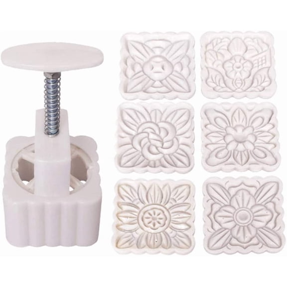 150g Mooncake Mold 6pcs Square Flowers Stamps Hand Press Moon Cake Pastry DIY Bakware Mooncake Mold Animal