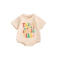 thumbnail image 2 of Aojekbee Baby Boys Girls Romper Colorful Letter Print Short Sleeve Crew Neck Bodysuit Newborn Summer Playsuit, 2 of 10
