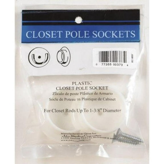 John Sterling Pole Sockets 1-1/4" Plastic White Plastic 1-3/8" Dia.