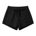 thumbnail image 2 of Gyujnb Women Stretch Athletic Shorts Soft Breathable Drawstring Elastic Waist Casual Workout Shorts with Pockets,Black, 2 of 4