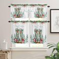 thumbnail image 2 of Christmas Western Kitchen Curtains and Valances Set, Rod Pocket Curtains Tier Farmhouse Window Curtains 24 Inch Length, Xmas Cowboy Boots Berry Green Leaves 3 Piece Kitchen Curtains Set, 2 of 6