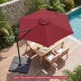 thumbnail image 4 of Costway 10 FT Patio Cantilever Umbrella with 360° Rotation, Air Vent, Cross Base Included Wine, 4 of 10