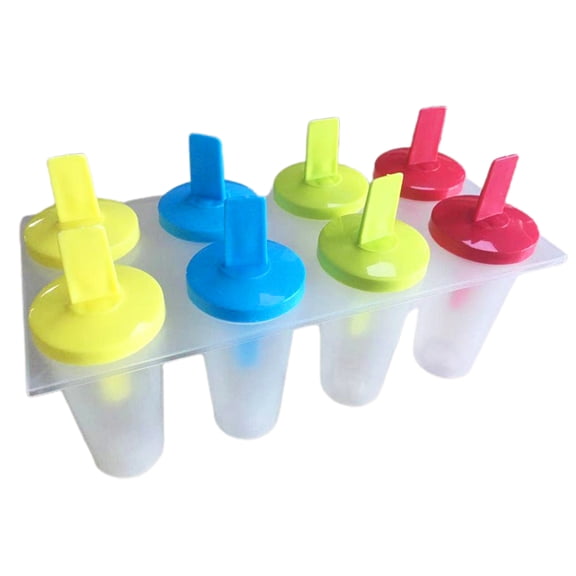 Farfi DIY Popsicle Mold Anti-deformed Reusable 8 Cavity Design Ice-lolly Maker Kitchen Tools (Multicolor)