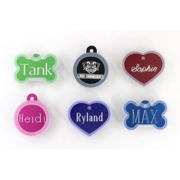 Pet ID Tags With Pet Tag Silencer Custom Engraved Heart Bone or