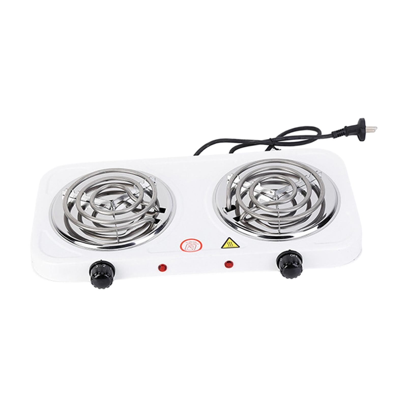 Double Burner Cooktop, 2000W Electric Cooktop for Home, Travel, Camping, Outdoor Activities, Power Indicator Lights Electric Coil Burner