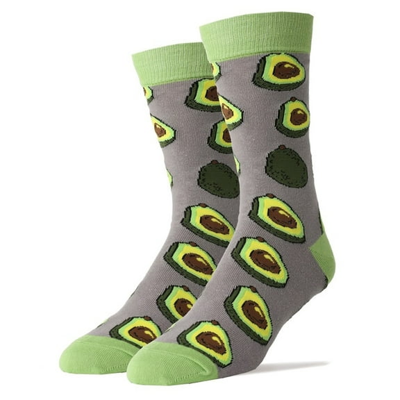 Oooh Yeah Men's Funny Novelty Crew Socks, Crazy Cool Fashion, Avocado Life, Shoe Size 8-13