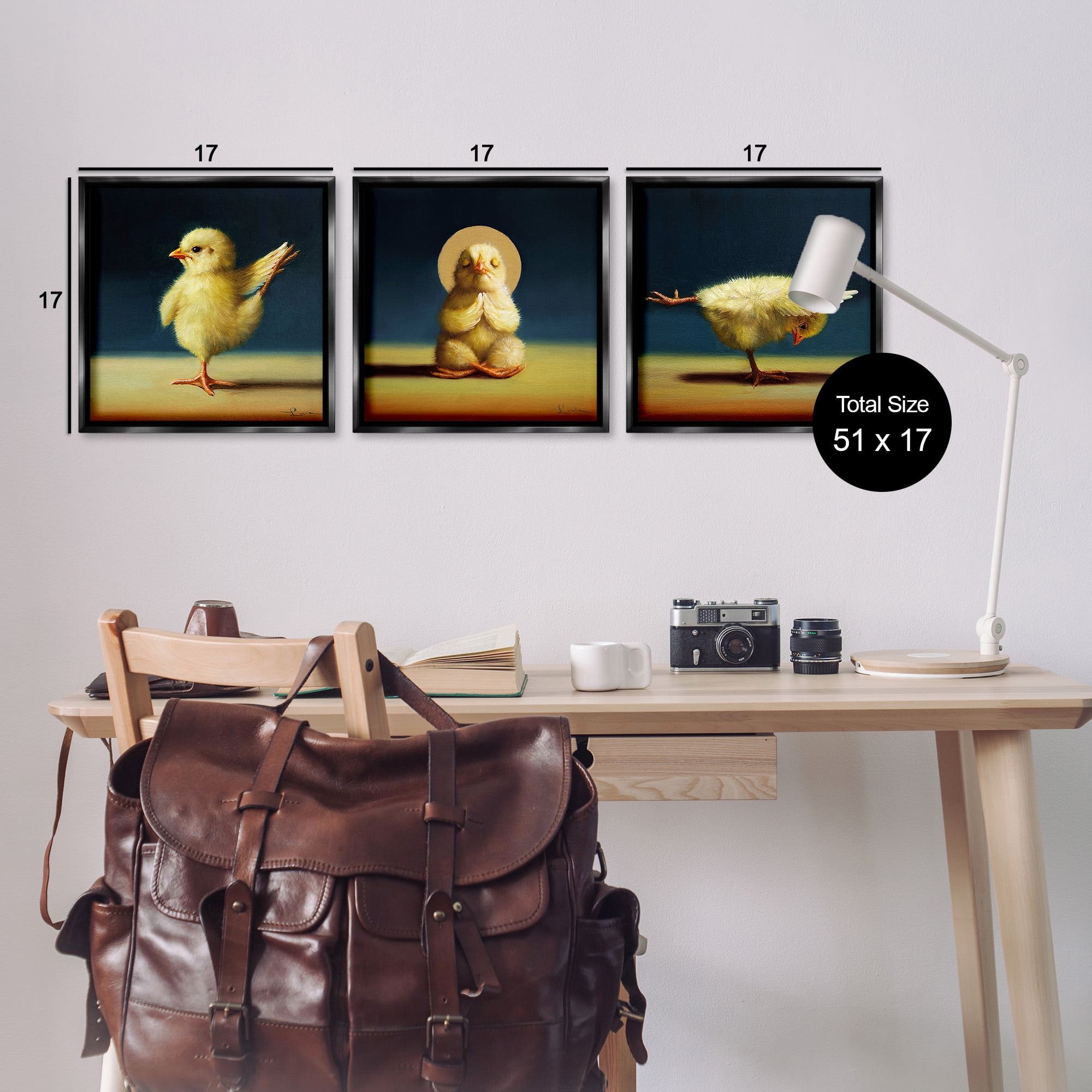 Stupell Industries Yoga Chick Trio Stretching Poses Animals & Insects Painting Black Floater Framed Canvas Art Print Wall Art, 18 x 18, Set of 3