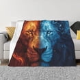thumbnail image 1 of Balery Red And Blue Fire Lion Manta de Franela con Dibujo, Lujo Ultra Suave y Cálido, Antipelusa y Resistente a las Arrugas para Cama, Sofá, Camping -80"x60", 1 of 6