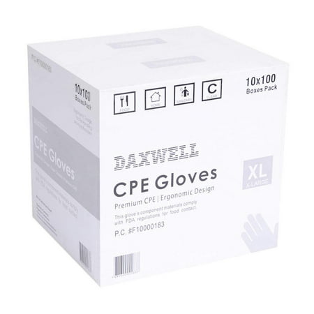 

RPQZ Gloves Embossed Premium Cast Polyethylene (CPE) Powder Extra Large Clear F10000183 (Case of 1 000 10 Boxes of 100)