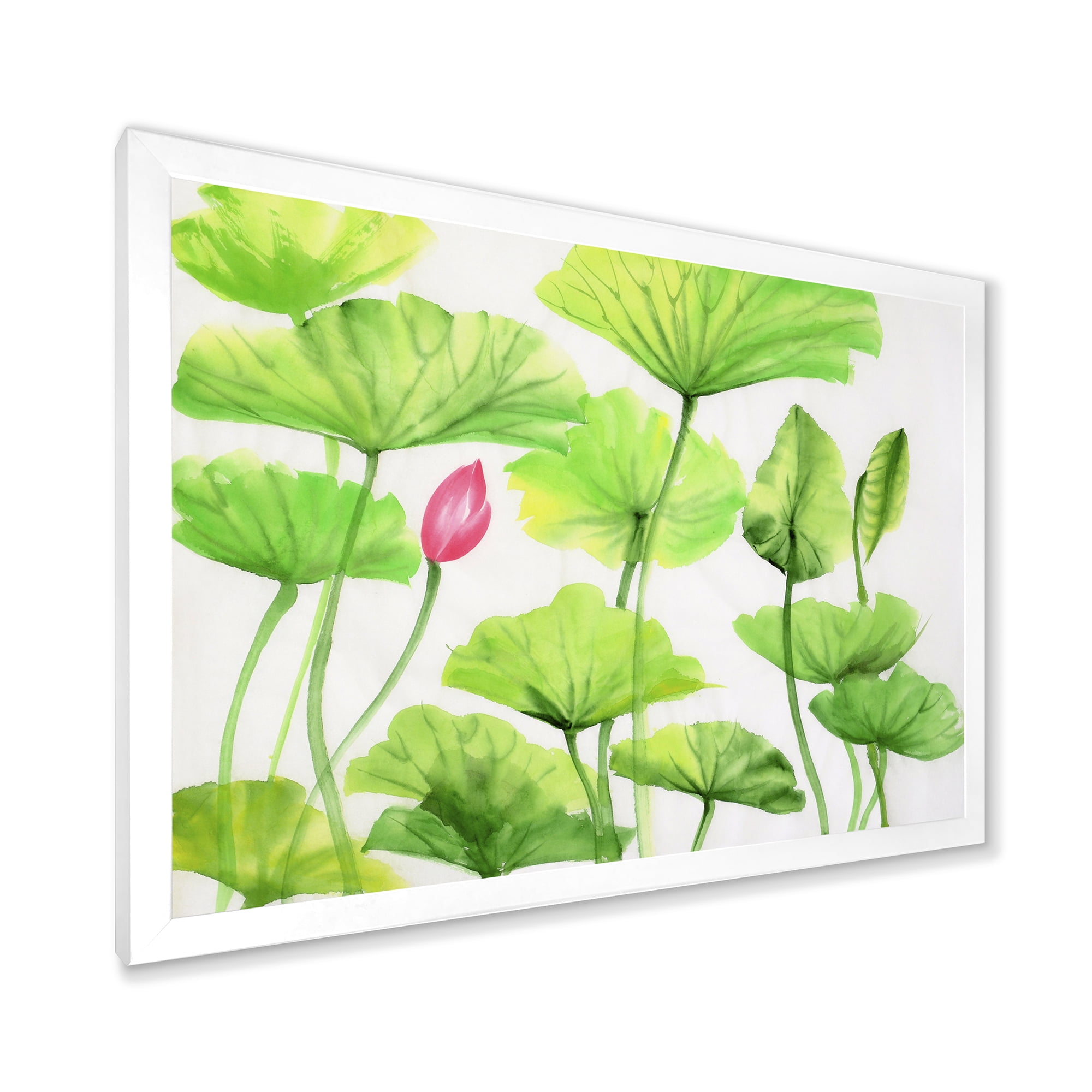 Designart 'Ancient Pink Lotuses In The Pond VIII' Traditional Framed Art Print