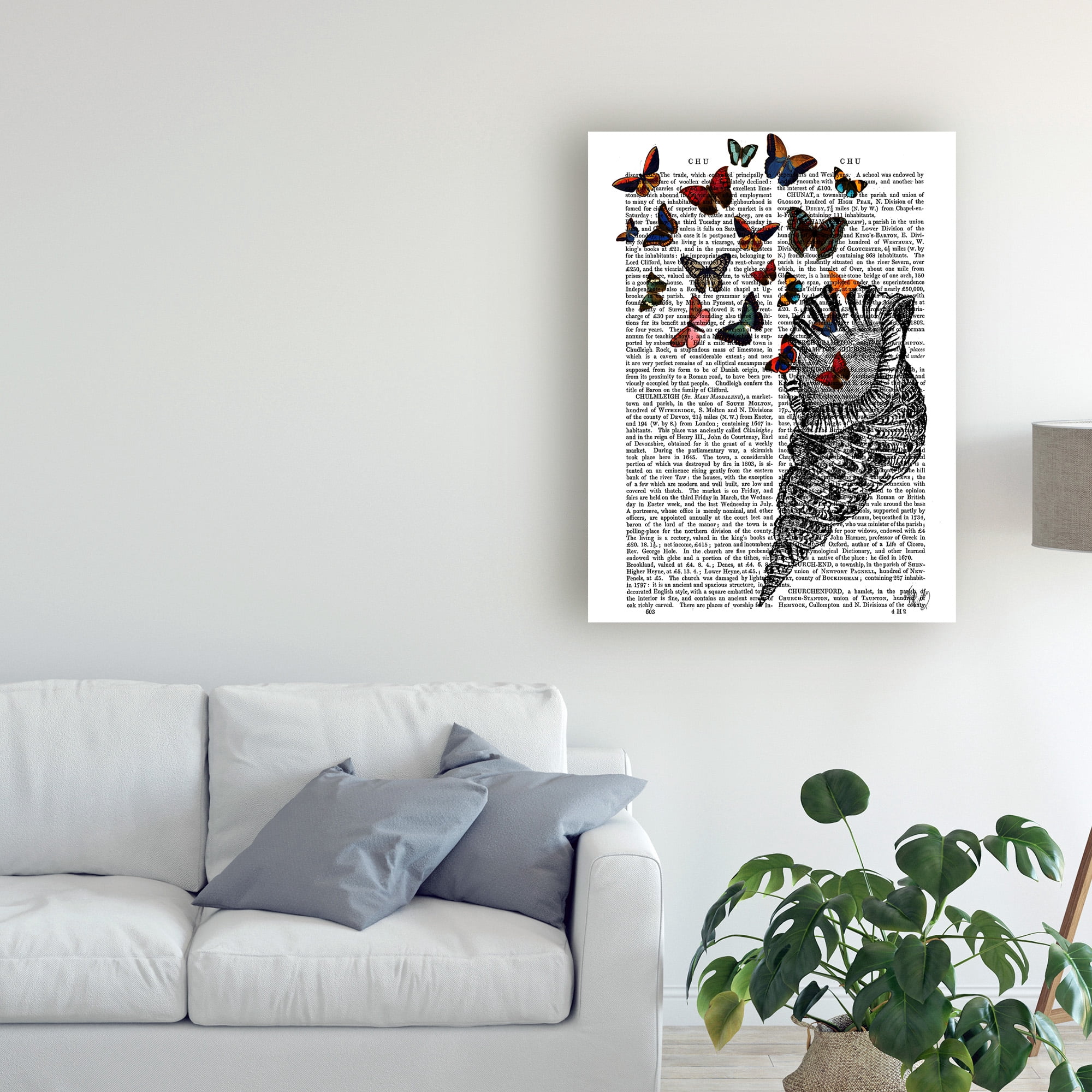 Trademark Fine Art 'Conch Shell and Butterflies' Canvas Art by Fab Funky